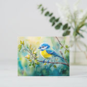 枝水の色の青い絵を描ちり ポストカード (スタンド正面)