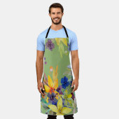 枝水カラーの継ぎ目のない模様。画像（白） エプロン (着用した状態)