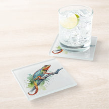 枝水色のカメレオン鮮やか色