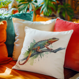 枝水色のカメレオン鮮やか色 クッション