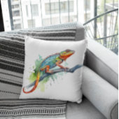 枝水色のカメレオン鮮やか色 クッション