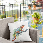 枝水色のカメレオン鮮やか色 クッション