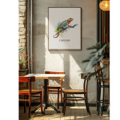 枝水色のカメレオン鮮やか色 ポスター