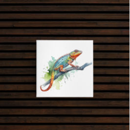 枝水色のカメレオン鮮やか色 メタルプリント