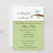 枝男の子のベビーシャワーのかわいいひな鳥 招待状 (正面)