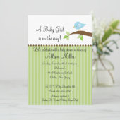 枝男の子のベビーシャワーのかわいいひな鳥 招待状 (スタンド正面)