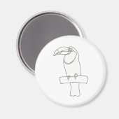 枝磁石上のトゥーカン鳥の概要スケッチ マグネット (正面/裏面)