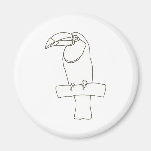 枝磁石上のトゥーカン鳥の概要スケッチ マグネット (正面)