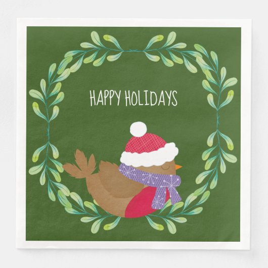 枝紙ナプキンのクリスマスバード (正面)