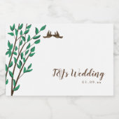 枝素朴と緑の愛の鳥結婚の フードラベル (シングルラベル)