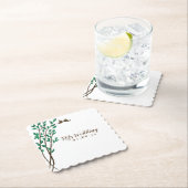 枝素朴と緑の愛の鳥結婚の ペーパーコースター (インサイチュ)