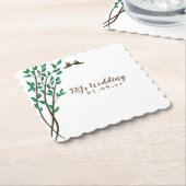 枝素朴と緑の愛の鳥結婚の ペーパーコースター (アングル)