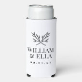 枝素朴結婚モノグラム |白 スリム缶クーラー (Seltzer正面)