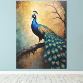枝絵を描にクジャクがある キャンバスプリント (インサイチュ (ウッドフロア))