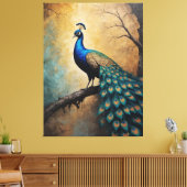 枝絵を描にクジャクがある キャンバスプリント (インサイチュ (リビング))