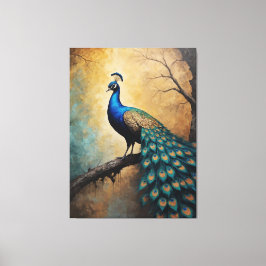 枝絵を描にクジャクがある キャンバスプリント