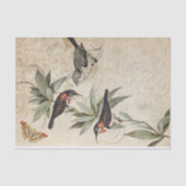 枝緑色の葉の鳥が蝶の分離 薄葉紙 (正面)