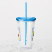 枝花が可愛い赤と青の鳥 アクリルタンブラー (右)