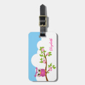 枝荷物のラベルのかわいいフクロウの女の子 ラゲッジタグ (正面縦)