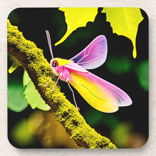 枝虫鮮やかデザイン コースター (正面)