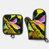 枝虫鮮やかデザイン 鍋つかみ&鍋敷きセット (正面)