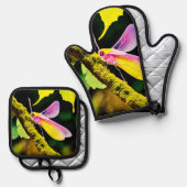 枝虫鮮やかデザイン 鍋つかみ&鍋敷きセット (正面/裏面)