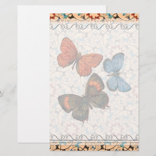 枝蝶Lg静止した色 便箋 (正面/裏面)