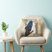 枝装飾用クッションでとまる美しいワタリガラス クッション (椅子)