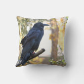 枝装飾用クッションでとまる美しいワタリガラス クッション (裏面)