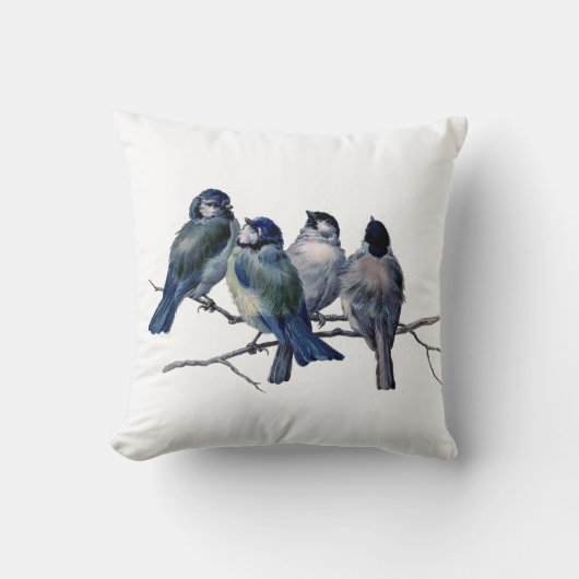 枝装飾用クッションのヴィンテージのブルーバード クッション (正面)