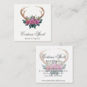 枝角およびバラの素朴でシックな名刺 スクエア名刺 (正面/裏面)