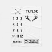 枝角の冒険の男の赤ちゃんのマイル標石毛布 フリースブランケット (正面)