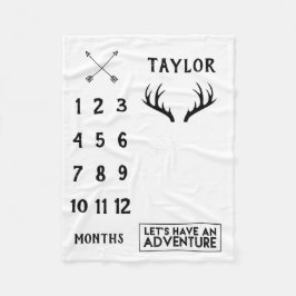 枝角の冒険の男の赤ちゃんのマイル標石毛布 フリースブランケット