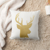 枝角|のトナカイ|ののどの金ゴールドホイルのモダンの休日 クッション (ブランケット)