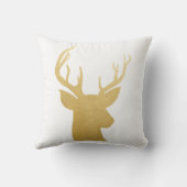 枝角|のトナカイ|ののどの金ゴールドホイルのモダンの休日 クッション (裏面)