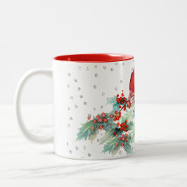 枝銀製のアクセントの水彩画の（鳥）ショウジョウコウカンチョウ コーヒーマグカップ