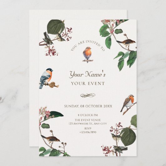 枝離れ鳥 招待状 (正面/裏面)