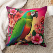 枝鮮やかに止まったオウム クッション (ブランケット)
