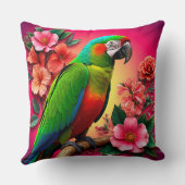 枝鮮やかに止まったオウム クッション (裏面)