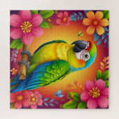 枝鮮やかに止まったオウム ジグソーパズル (横)