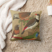 枝鳥カラフル五羽 クッション (ブランケット)