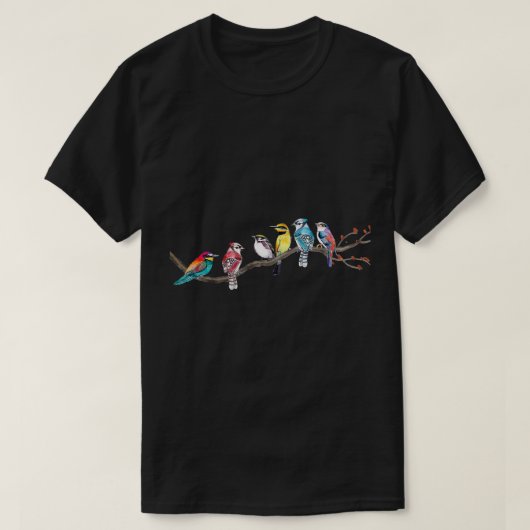 枝鳥野鳥観察鳥観察バードウォッチ Tシャツ (デザイン正面)