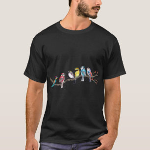 枝鳥野鳥観察鳥観察バードウォッチ Tシャツ