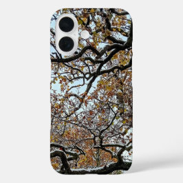 枝、オレンジ離れ色の雪 iPhone 16ケース