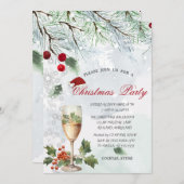 枝,ガラス,ホリーベリー,クリスマス企業の 招待状 (正面/裏面)