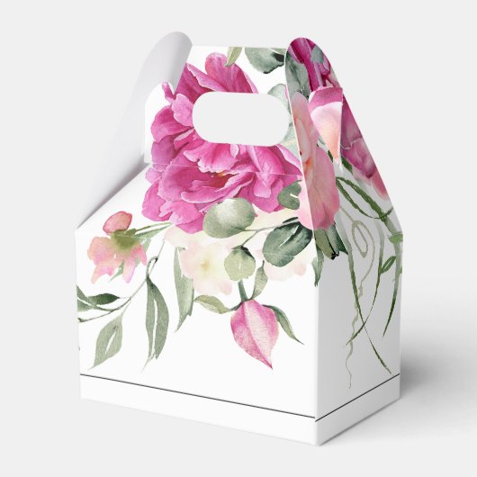 枝、ピンクのバラの花ブラックタイポグラフィ結婚ズ フェイバーボックス (裏面サイド)