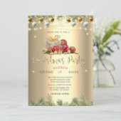 枝、プレゼント、ボール、ストリングライトクリスマス 招待状 (スタンド正面)