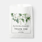 枝、白い花と緑離れの結婚花 フェイバーバッグ (正面)