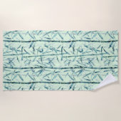 枝，竹，白，緑，葉竹 ビーチタオル (正面)