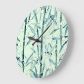 枝，竹，白，緑，葉,竹 ラージ壁時計 (傾斜)